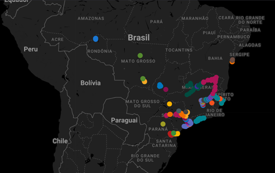 Mapa do Brasil com a Presença Nacional